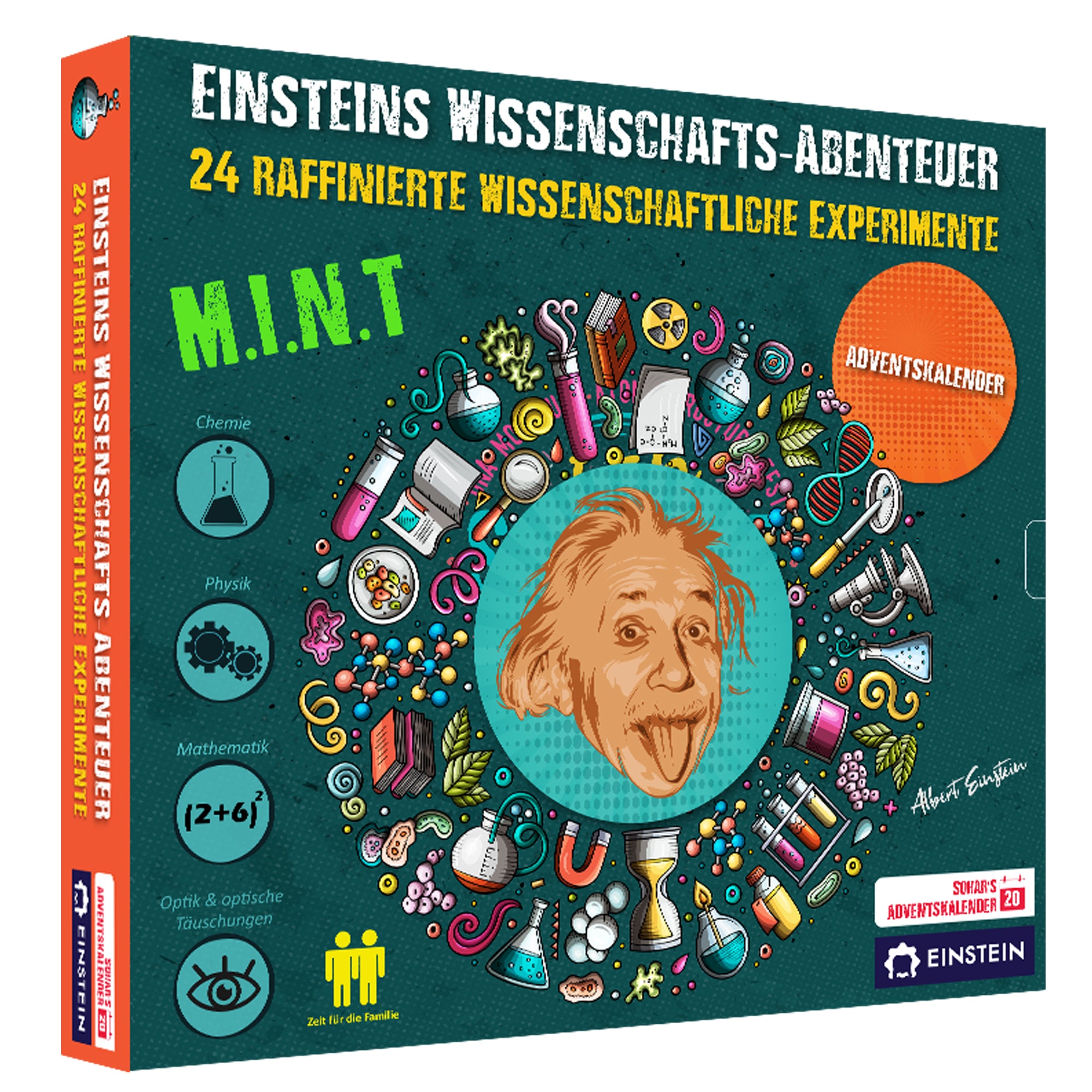 Einstein Jumbo Science Kit 2025Countdown-Kalender Adventskalender 24 atemberaubende Wissenschaftstricks für Kinder,inspiriert von Einsteins spielerischer Neugier. MINT-Weihnachtsgeschenk