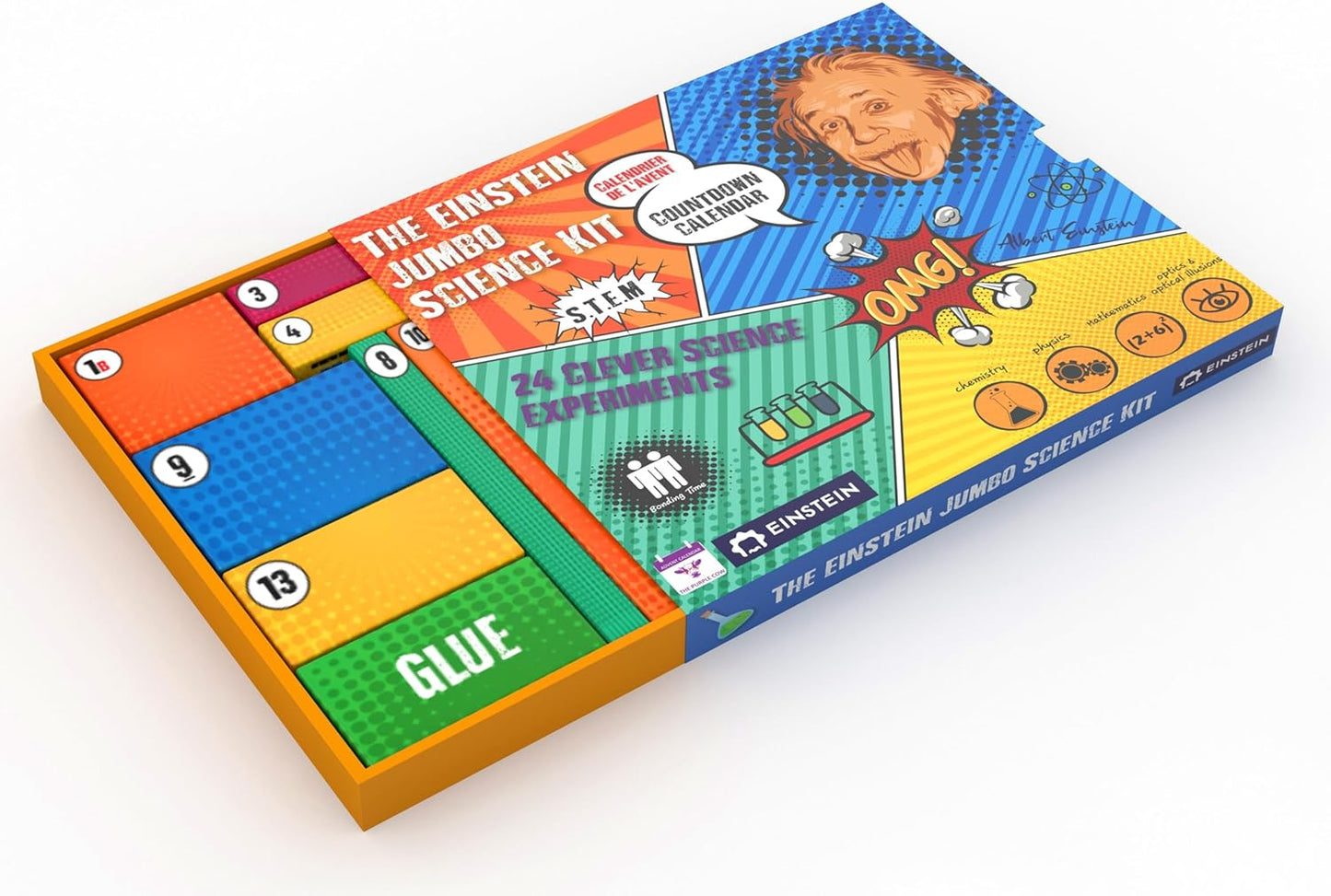 VORBSTELLUNG 2024 Einstein Jumbo Science Kit — Countdown-Kalender Adventskalender 24 atemberaubende Wissenschaftstricks für Kinder,inspiriert von Einsteins spielerischer Neugier. MINT-Weihnachtsgeschenk