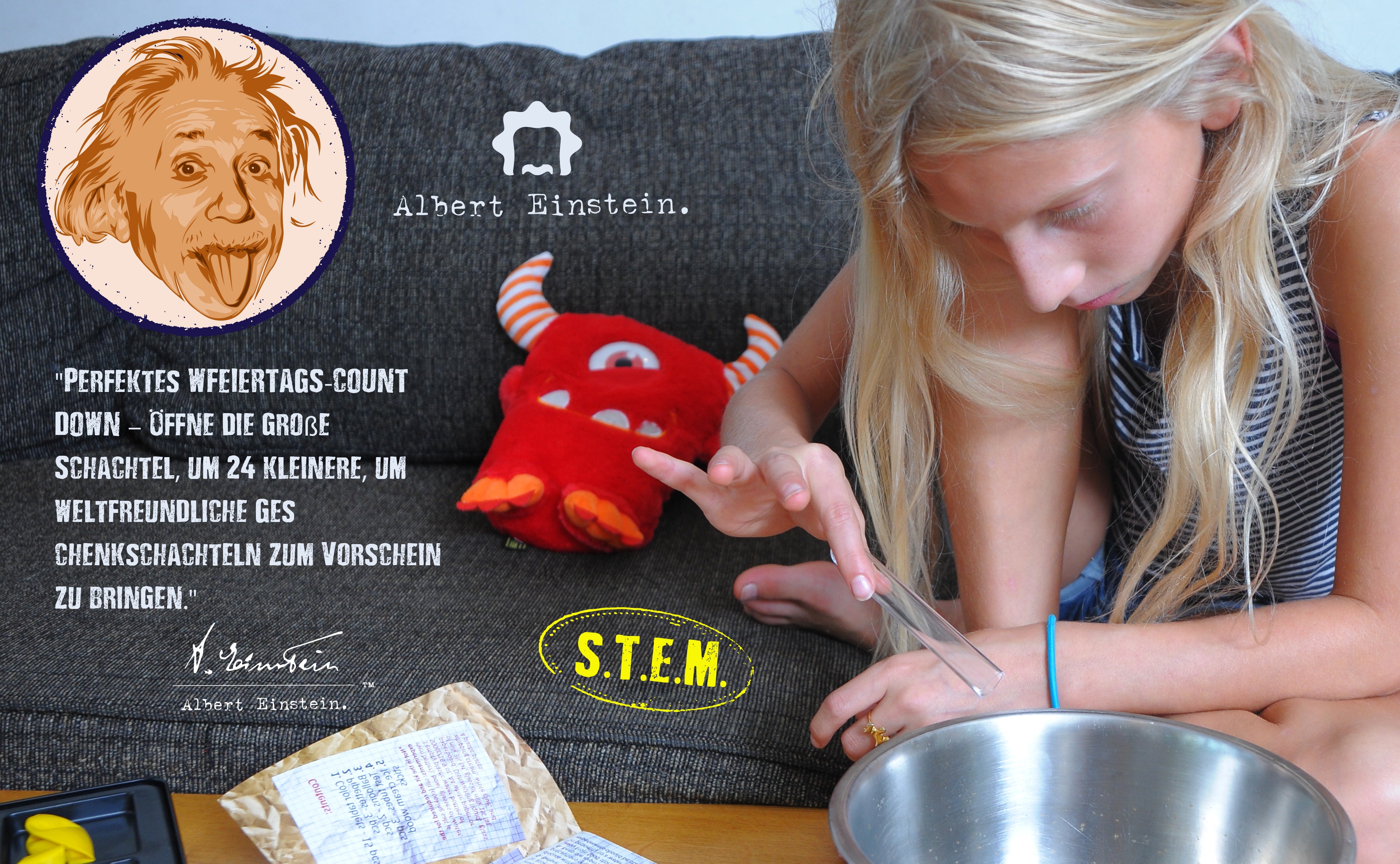 Einstein Jumbo Science Kit 2025Countdown-Kalender Adventskalender 24 atemberaubende Wissenschaftstricks für Kinder,inspiriert von Einsteins spielerischer Neugier. MINT-Weihnachtsgeschenk